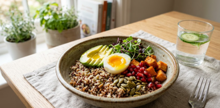A healthy bowl of cooked ancient grains showcasing fonio for blood sugar control.