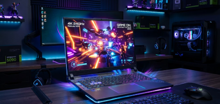 The cooling system and display of the 2026 ROG Strix SCAR 18 gaming laptop.
