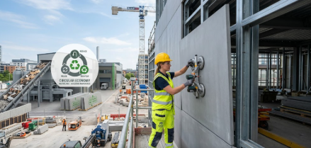 A construction professional installs eco-friendly panels as Fluorogypsum is replacing traditional drywall in a 2026 green home build.