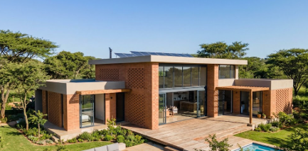 A beautifully finished modern African home built using interlocking Compressed Earth Bricks.