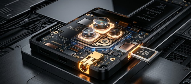 The premium Sony Xperia 1 VIII pro-grade hardware stack featuring advanced camera sensors and physical audio ports.