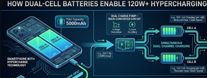 Dual cell pnone batteries enable hypercharging