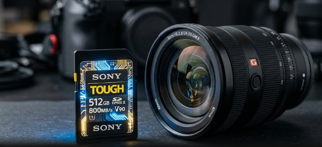 A high-tech SD card glowing to represent the new SD Express 9.1 speed classes.