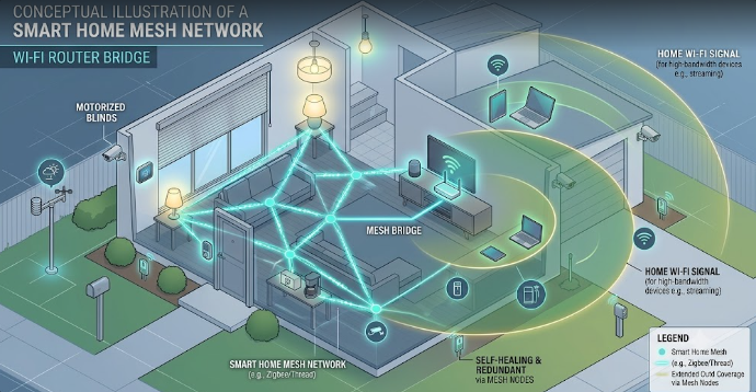 mesh network diagram illustrating the Thread 1.4 specification
