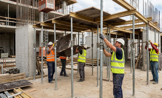 formwork to support  reinforced concrete slab under construction