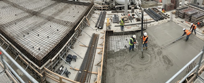 reinforced concrete slab construction in progress