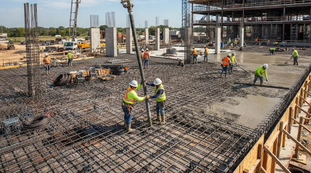 reinforced concrete slanb under construction