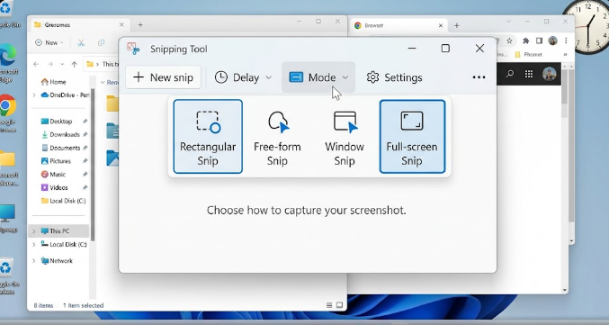  Windows Snipping Tool interface showing options for how to screenshot on Windows
