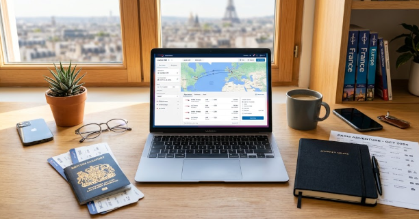 The Ultimate Guide to Finding Cheap Flights and Managing Travel Itineraries Like a Pro featuring flight maps and travel planners.
