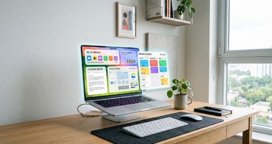 A modern computer screen showing how to build a seamless digital workspace using free cloud tools.
