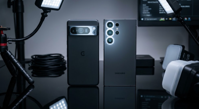 Google Pixel 8 Pro vs Samsung Galaxy S24 Ultra camera comparison 2026 test setup